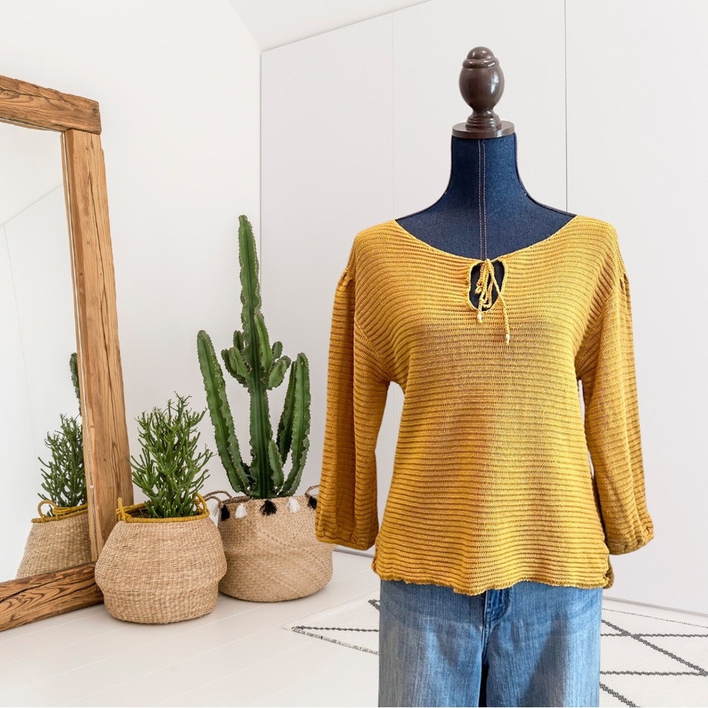 Sundance Ribbed Knit 3/4 Balloon Sleeve Sweater